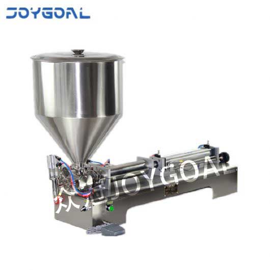 SINGLE NOZZLE PNEUMATIC SEMI-AUTOMATIC FILLING MACHINE WITH HOPPER FOR PASTE CREAM HONEY SAUCE COSMETIC SHAMPOO LOTION GEL LIQUID